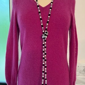 White Black an Clear Long Beads Necklace 60 inches